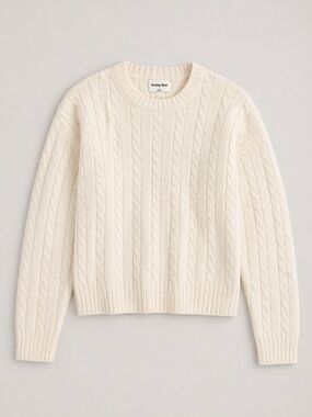 Aritzia Sunday Best Cable Knit Peggy Sweater Cream Size S Cozy Classic Wool